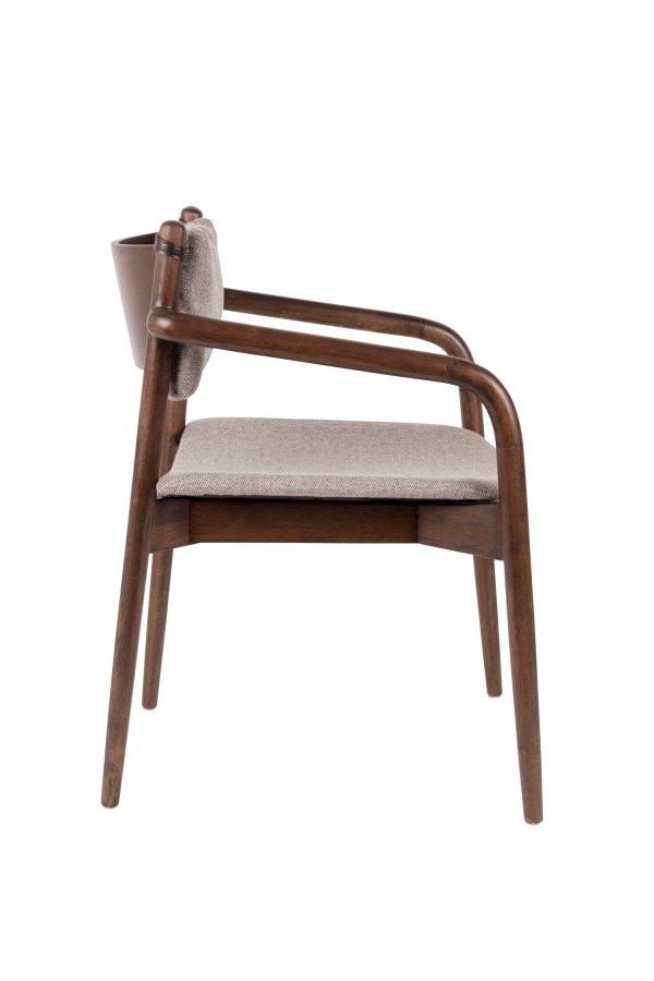 DUTCHBONE Torrance spisebordsstol, m. armln - brun polyester og brun tr