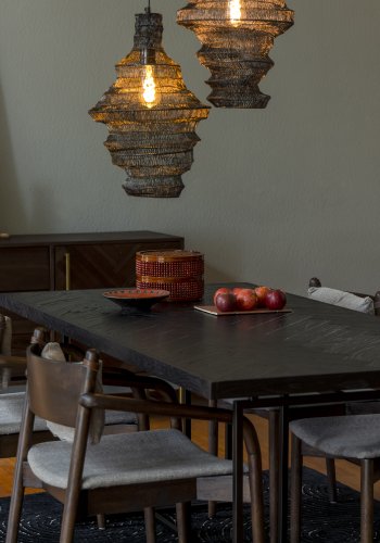 DUTCHBONE Torrance spisebordsstol, m. armln - brun polyester og brun tr