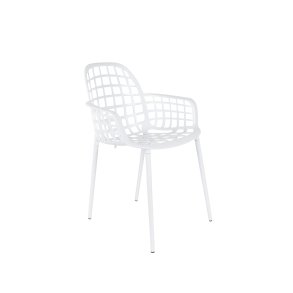 ZUIVER Albert Kuip havestol, m. armln, stabelbar - hvid aluminium