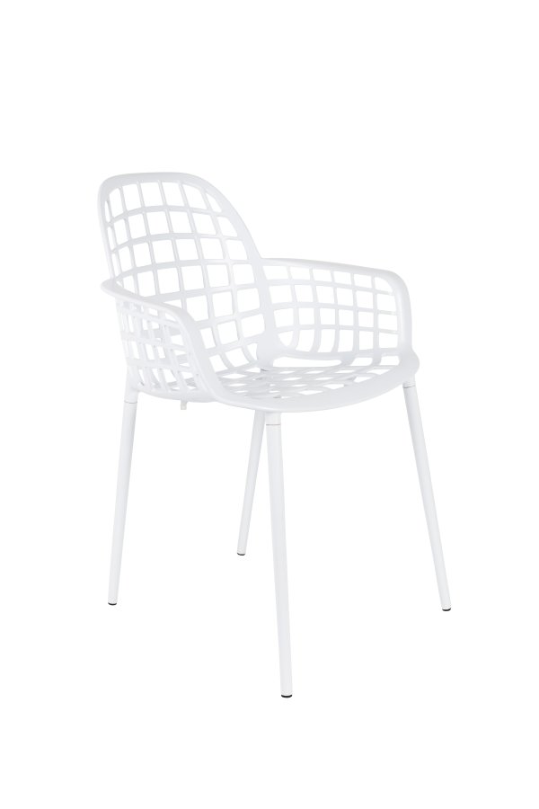 ZUIVER Albert Kuip havestol, m. armln, stabelbar - hvid aluminium