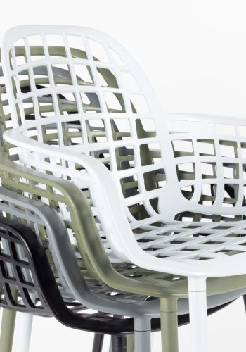 ZUIVER Albert Kuip havestol, m. armln, stabelbar - hvid aluminium