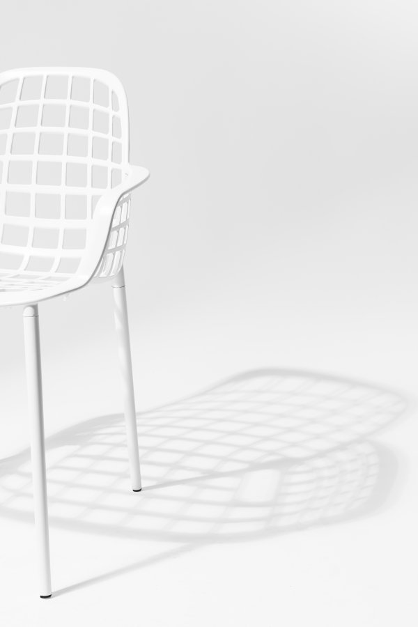 ZUIVER Albert Kuip havestol, m. armln, stabelbar - hvid aluminium