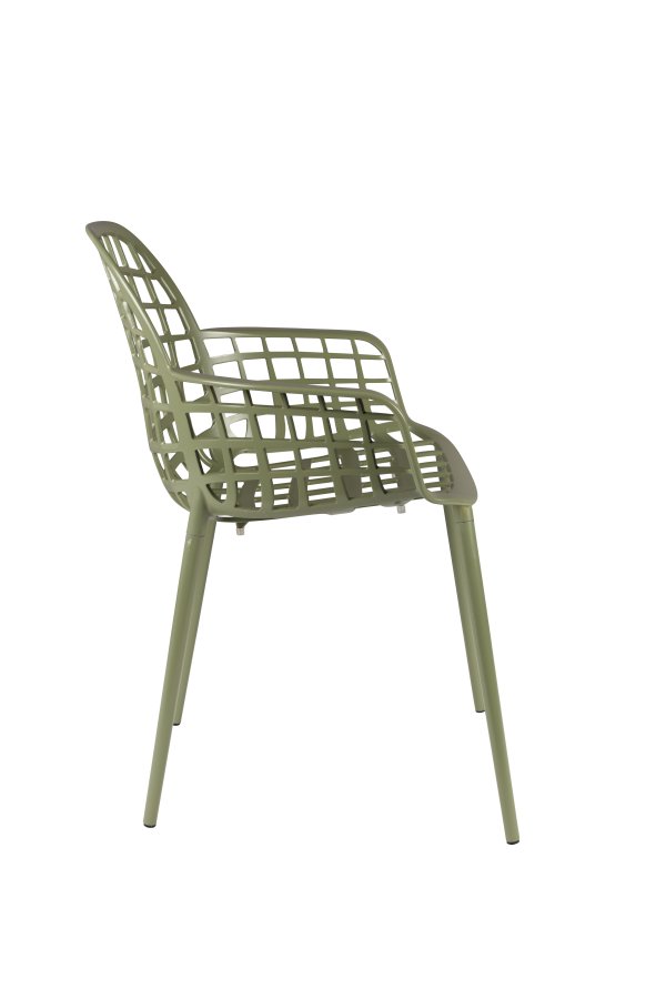 ZUIVER Albert Kuip havestol, m. armln, stabelbar - grn aluminium