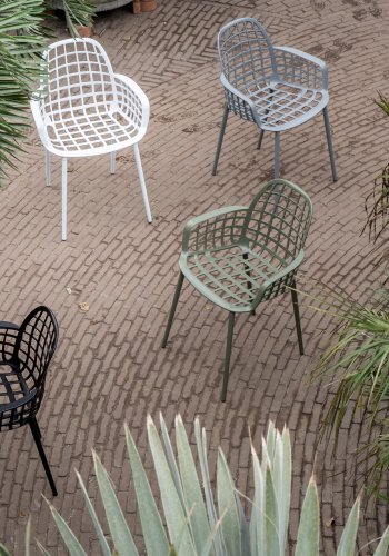 ZUIVER Albert Kuip havestol, m. armln, stabelbar - grn aluminium