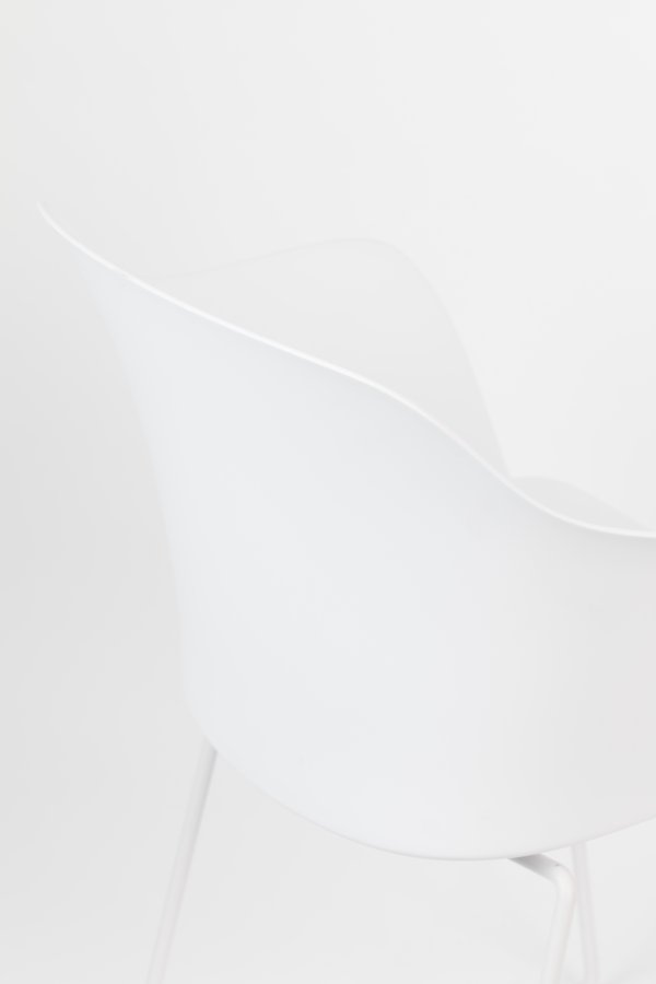 WHITE LABEL LIVING Tango spisebordsstol, m. armln - hvid polypropylen og stl