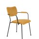 ZUIVER Benson spisebordsstol, m. armln - okkergul fljl polyester og sort stl