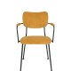 ZUIVER Benson spisebordsstol, m. armln - okkergul fljl polyester og sort stl