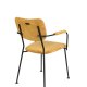ZUIVER Benson spisebordsstol, m. armln - okkergul fljl polyester og sort stl
