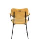 ZUIVER Benson spisebordsstol, m. armln - okkergul fljl polyester og sort stl