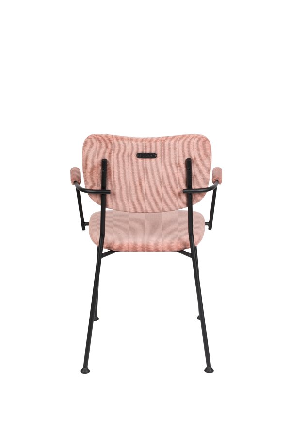 ZUIVER Benson spisebordsstol, m. armln - lyserd fljl polyester og sort stl