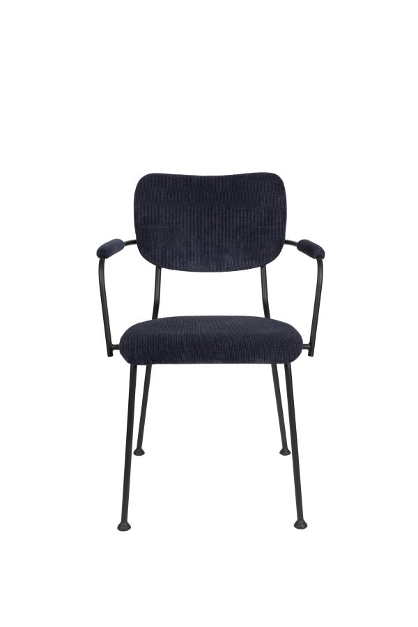 ZUIVER Benson spisebordsstol, m. armln - mrkebl fljl polyester og sort stl