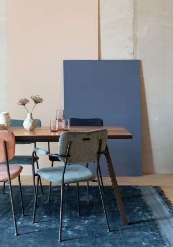 ZUIVER Benson spisebordsstol, m. armln - grbl fljl polyester og sort stl