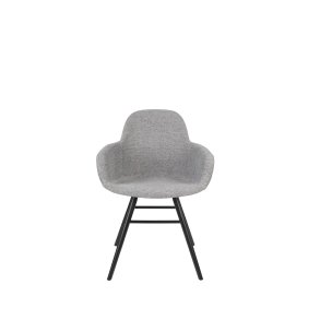 ZUIVER Albert Kuip Soft lnestol, m. armln - lysegr polyester og sort asketr