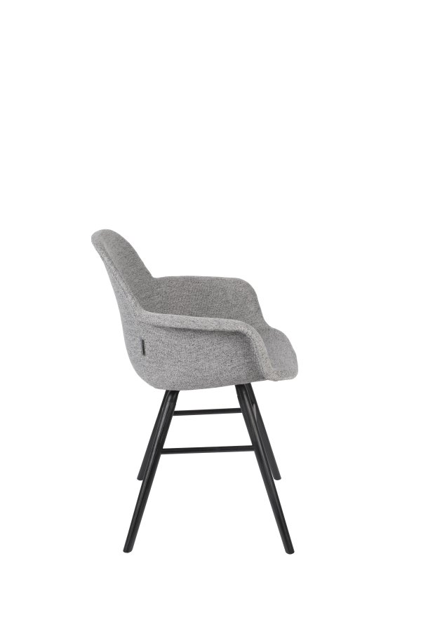 ZUIVER Albert Kuip Soft lnestol, m. armln - lysegr polyester og sort asketr