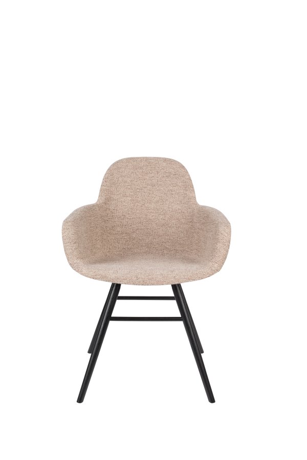 ZUIVER Albert Kuip Soft lnestol, m. armln - beige polyester og sort asketr