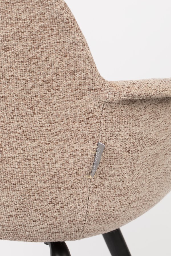 ZUIVER Albert Kuip Soft lnestol, m. armln - beige polyester og sort asketr