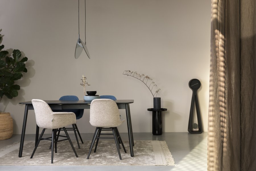 ZUIVER Albert Kuip Soft lnestol, m. armln - beige polyester og sort asketr