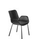 ZUIVER Brit LL spisebordsstol, m. armln - sort PU og sort stl