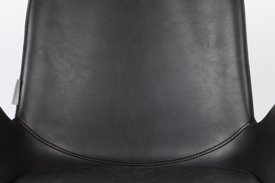 ZUIVER Brit LL spisebordsstol, m. armln - sort PU og sort stl