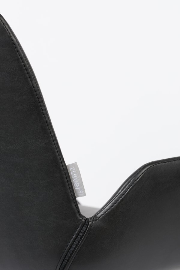 ZUIVER Brit LL spisebordsstol, m. armln - sort PU og sort stl