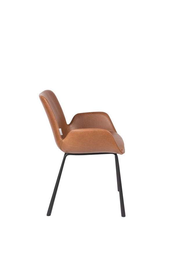 ZUIVER Brit LL spisebordsstol, m. armln - brun PU og sort stl