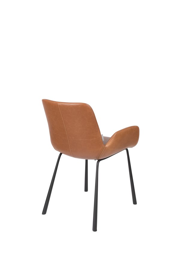 ZUIVER Brit LL spisebordsstol, m. armln - brun PU og sort stl