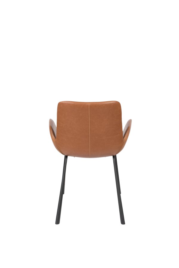 ZUIVER Brit LL spisebordsstol, m. armln - brun PU og sort stl