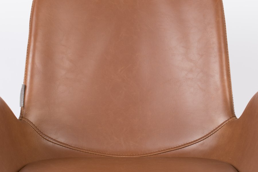 ZUIVER Brit LL spisebordsstol, m. armln - brun PU og sort stl