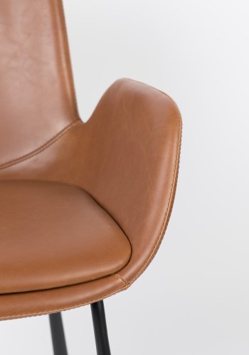 ZUIVER Brit LL spisebordsstol, m. armln - brun PU og sort stl