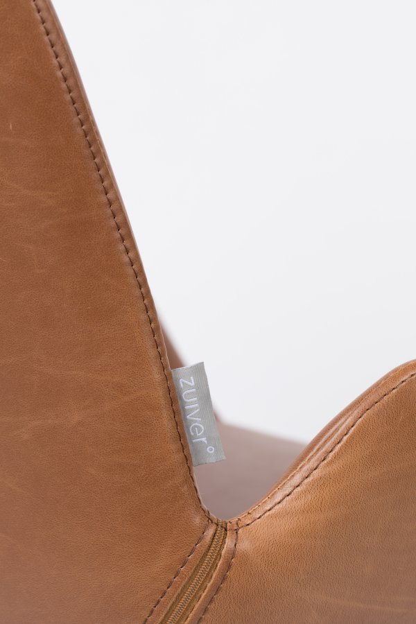 ZUIVER Brit LL spisebordsstol, m. armln - brun PU og sort stl