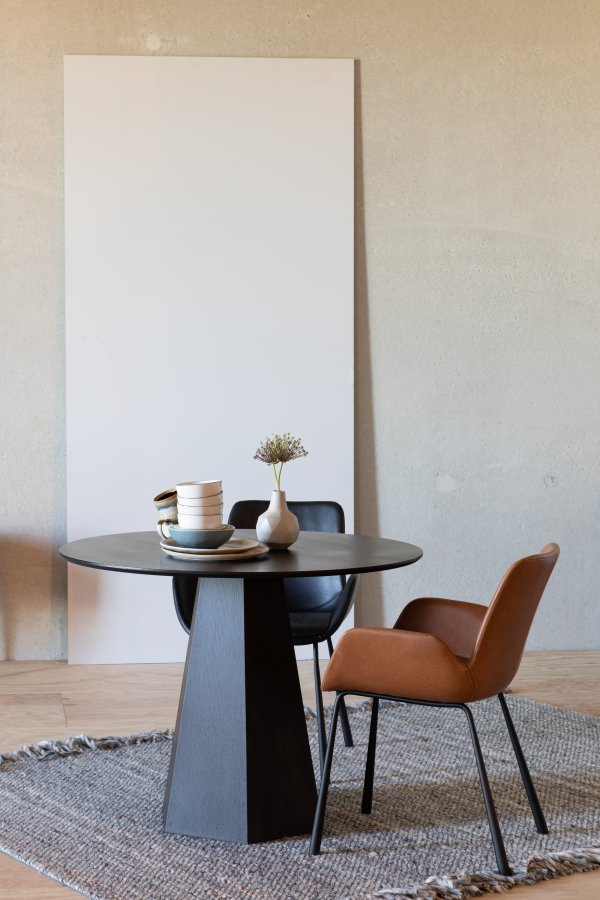 ZUIVER Brit LL spisebordsstol, m. armln - brun PU og sort stl