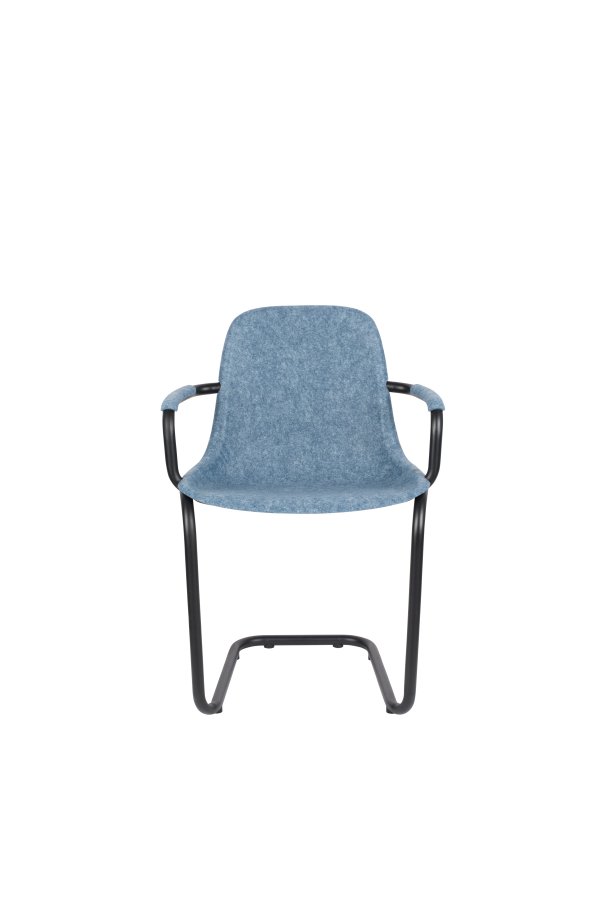 ZUIVER Thirsty spisebordsstol, m. armln, stabelbar - blended bl genbrugt PET og sort stl