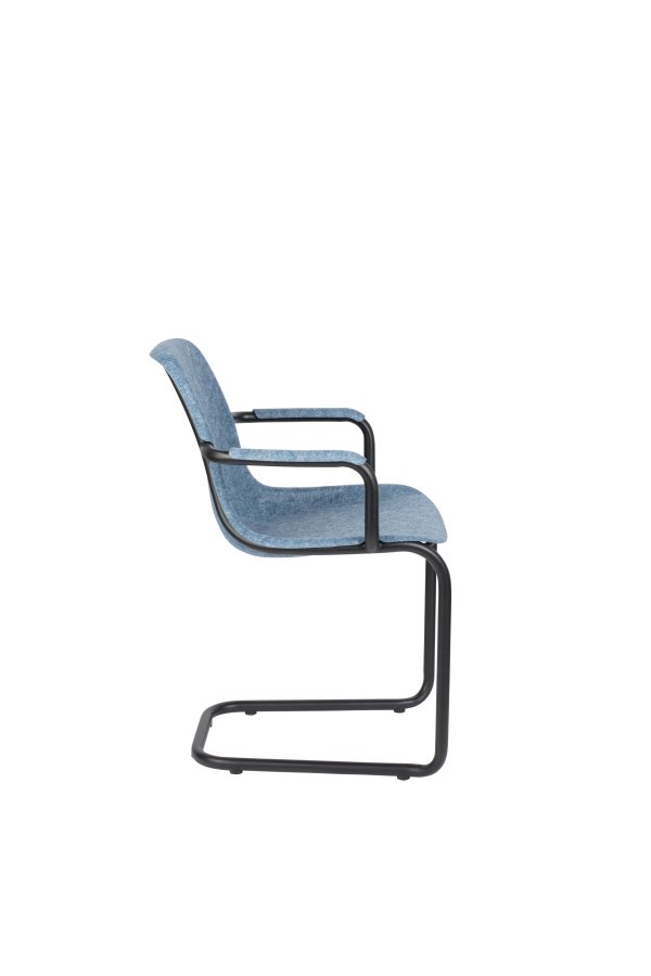 ZUIVER Thirsty spisebordsstol, m. armln, stabelbar - blended bl genbrugt PET og sort stl