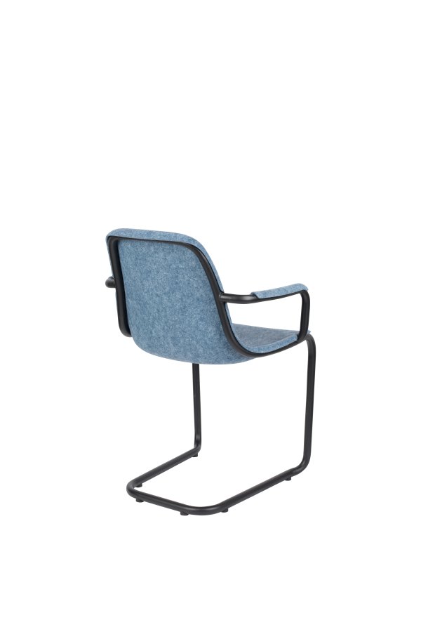 ZUIVER Thirsty spisebordsstol, m. armln, stabelbar - blended bl genbrugt PET og sort stl