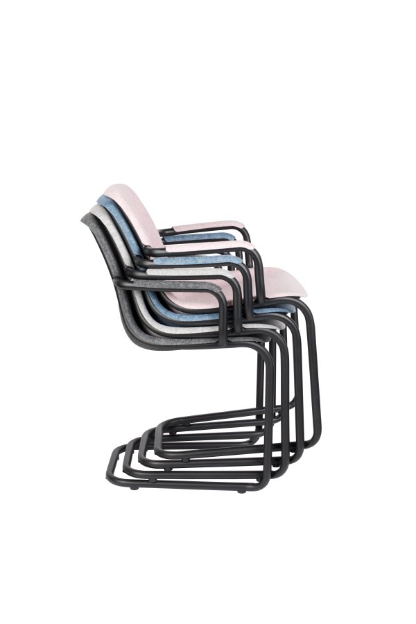 ZUIVER Thirsty spisebordsstol, m. armln, stabelbar - blended bl genbrugt PET og sort stl