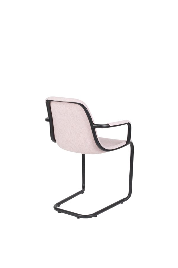 ZUIVER Thirsty spisebordsstol, m. armln, stabelbar - lyserd genbrugt PET og sort stl