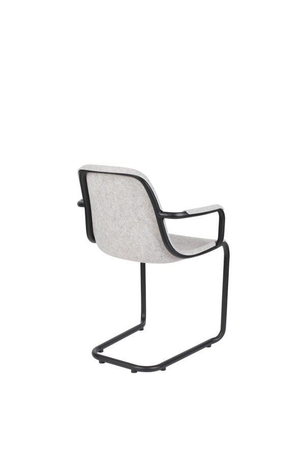 ZUIVER Thirsty spisebordsstol, m. armln, stabelbar - ash gr genbrugt PET og sort stl