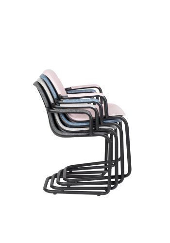 ZUIVER Thirsty spisebordsstol, m. armln, stabelbar - ash gr genbrugt PET og sort stl