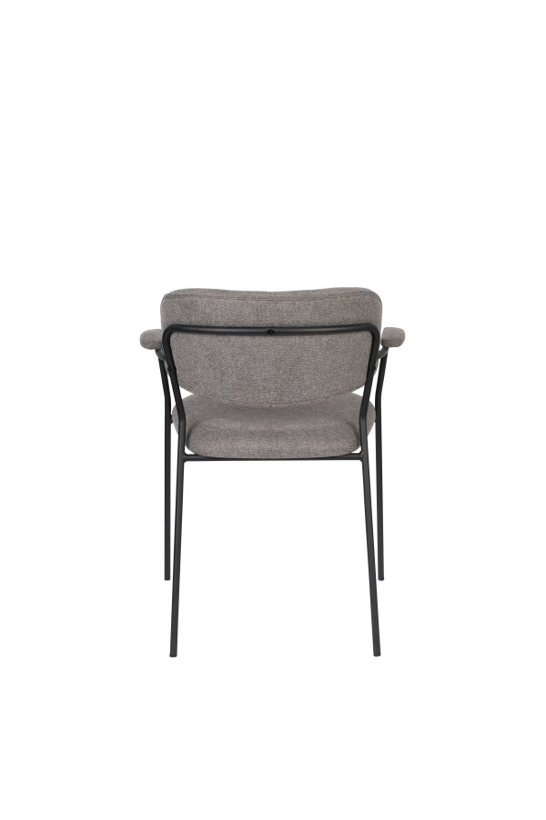 WHITE LABEL LIVING Jolien spisebordsstol, m. armln - gr polyester/nylon og sort stl