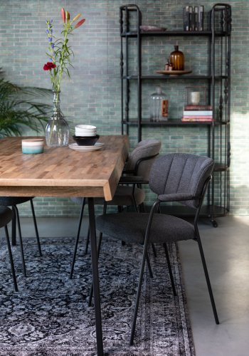 WHITE LABEL LIVING Jolien spisebordsstol, m. armln - gr polyester/nylon og sort stl