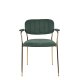 WHITE LABEL LIVING Jolien spisebordsstol, m. armln - mrkegrn polyester/nylon og guld stl