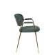 WHITE LABEL LIVING Jolien spisebordsstol, m. armln - mrkegrn polyester/nylon og guld stl