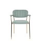 WHITE LABEL LIVING Jolien spisebordsstol, m. armln - lysegrn polyester/nylon og guld stl