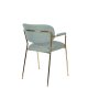 WHITE LABEL LIVING Jolien spisebordsstol, m. armln - lysegrn polyester/nylon og guld stl