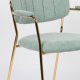 WHITE LABEL LIVING Jolien spisebordsstol, m. armln - lysegrn polyester/nylon og guld stl