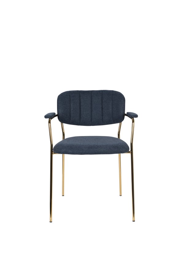 WHITE LABEL LIVING Jolien spisebordsstol, m. armln - mrkebl polyester/nylon og guld stl