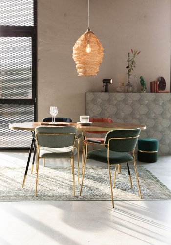 WHITE LABEL LIVING Jolien spisebordsstol, m. armln - mrkebl polyester/nylon og guld stl