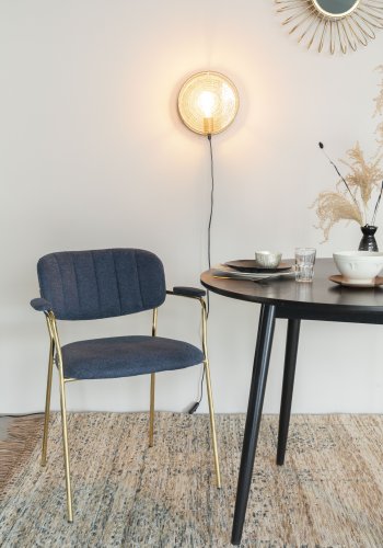 WHITE LABEL LIVING Jolien spisebordsstol, m. armln - mrkebl polyester/nylon og guld stl