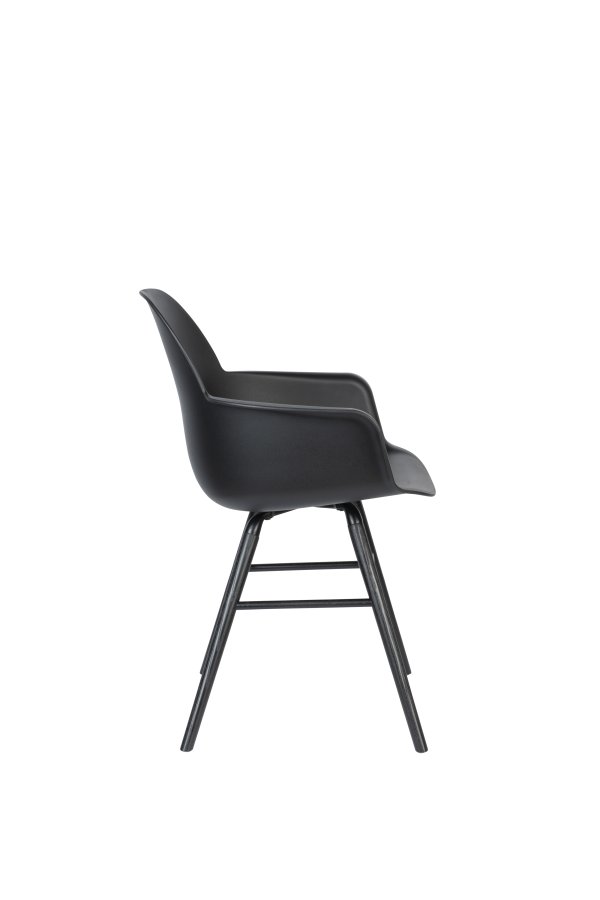 ZUIVER Albert Kuip spisebordsstol, m. armln - sort plastik og sort asketr