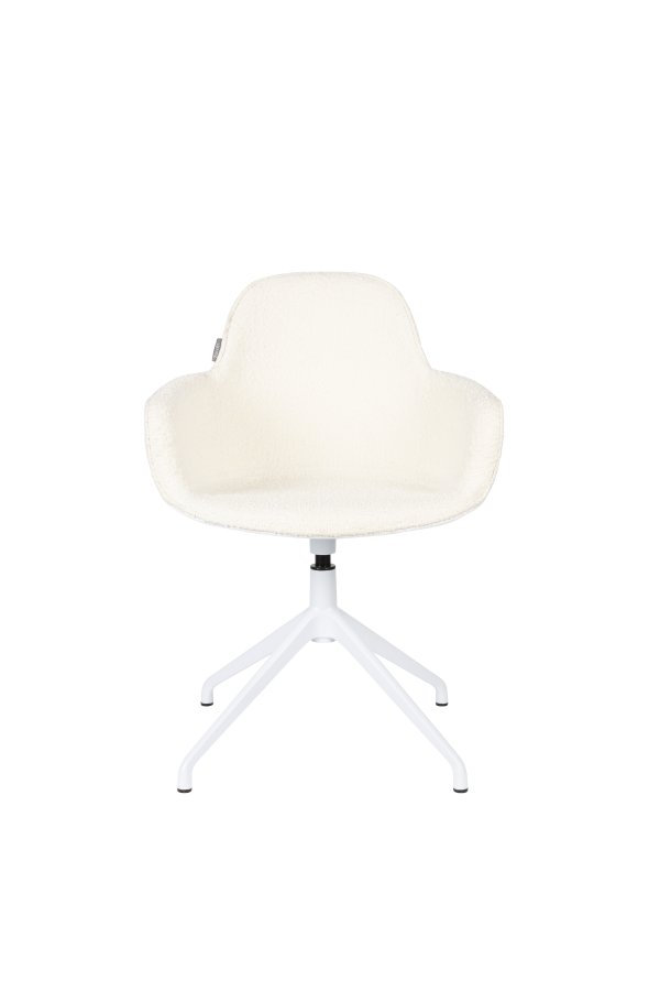 ZUIVER Albert Kuip spisebordsstol, m. armln og drejefunktion - hvid polyester og hvid aluminium